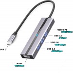 AEARJOHN USB C Hub (5 in 1) Aluminium Case, Type C to USB-C PD100W, 4K HDMI, USB 3.0, 2 x USB 2.0