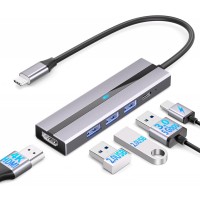 AEARJOHN USB C Hub (5 in 1) Aluminium Case, Type C to USB-C PD100W, 4K HDMI, USB 3.0, 2 x USB 2.0